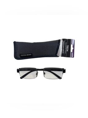 Adult Eastwood Black Rectangle Reading Glasses +1.25 with Case